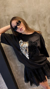 Leopard Black T-shirt Oversized